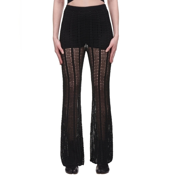 NWT $949 DION LEE Open Crochet Trousers Black Medium - Picture 1 of 8